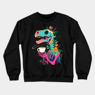 Funny Skeleton Dinosaur Costume Goth Men Women Halloween Crewneck Sweatshirt